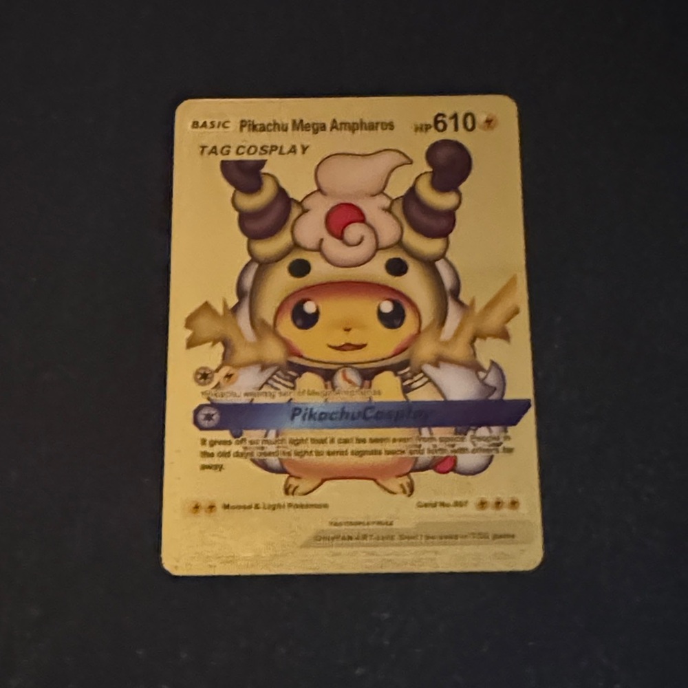 EUC Pokemon Pikachu Mega Ampharos Card - Yellow and Black